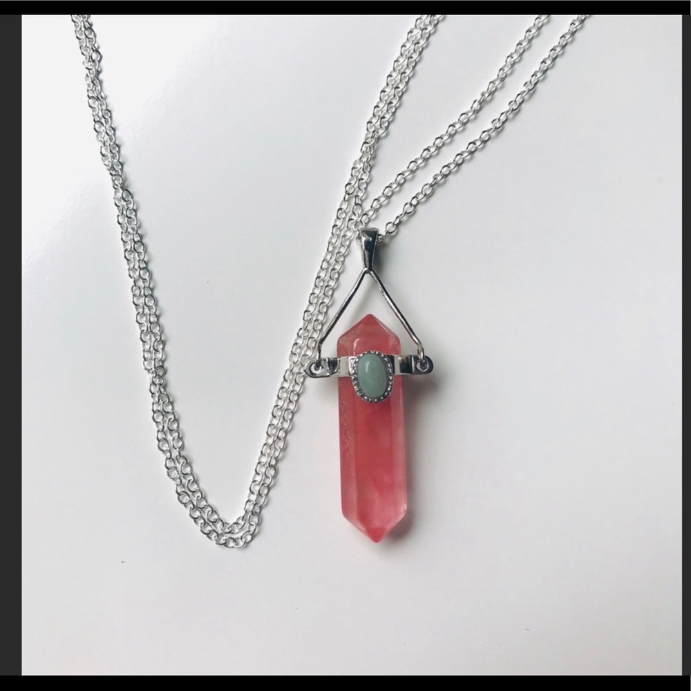 Cherry Quartz and Adventurine Bohemian Necklace